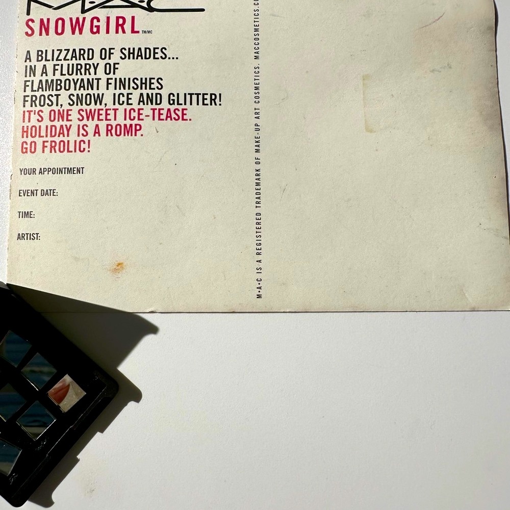 NWOB Vintage MAC Hair Mirrors and Snowgirl Launch Appointment Card - Picture 5 of 8